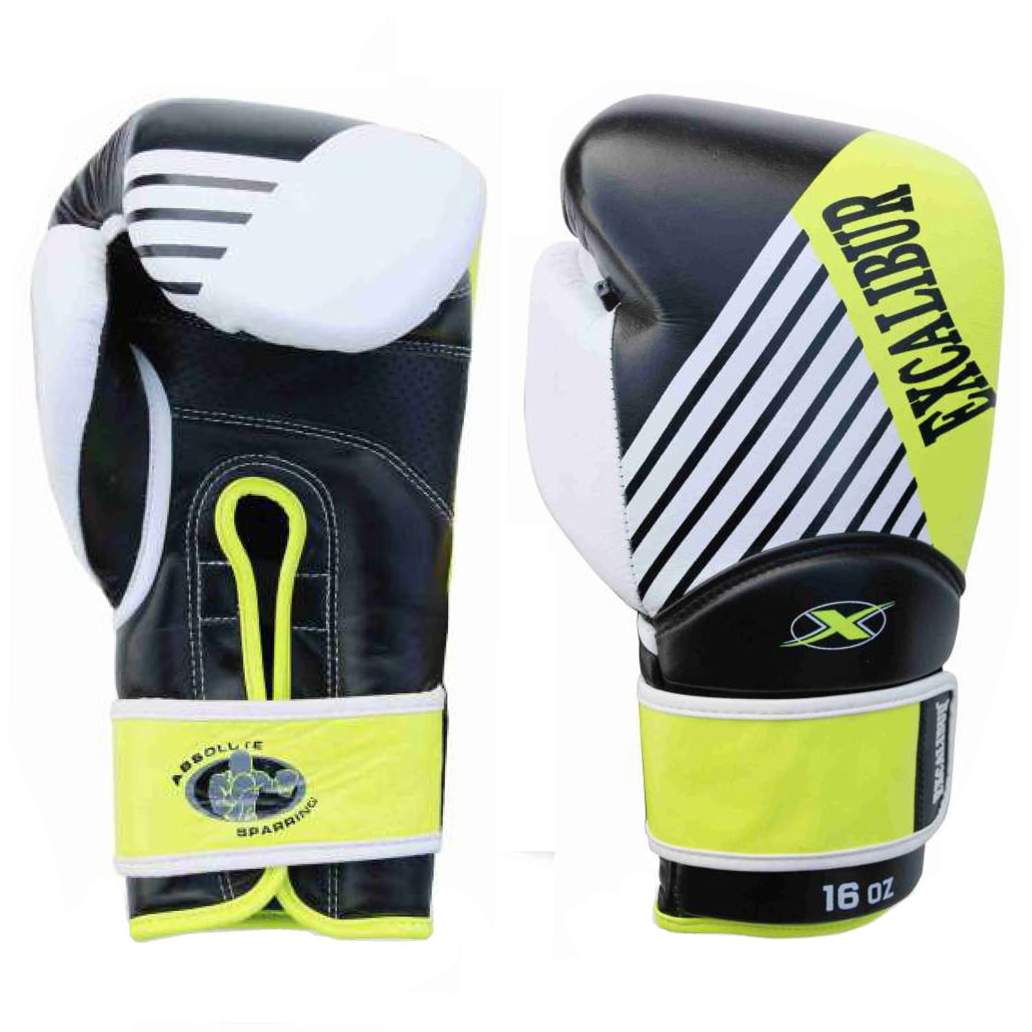 Боксерські рукавички Excalibur 8065-01 12 oz black/white/yellow Уцінка