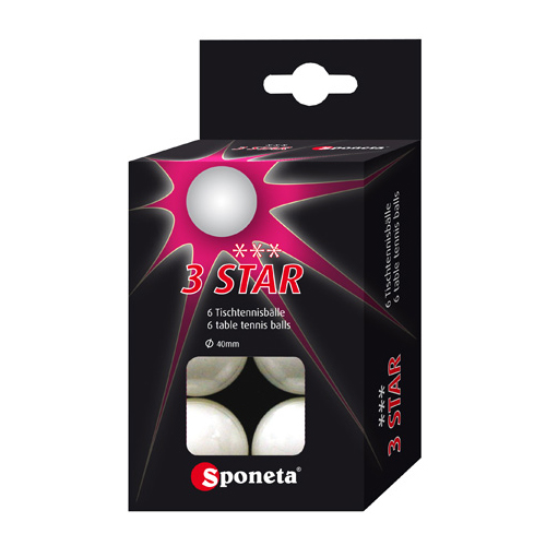 Кульки для настільного тенісу Sponeta 3 star 6 шт